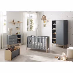 Altobuy - kaina - Lit Bébé 60x120cm mdf et Pin Coloris Gris Vert et Naturel - Vert