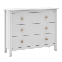 Altobuy - dava - Commode 3 Tiroirs en Pin Massif Blanc - Blanc