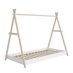 Kanoa - Lit Tipi 90x200cm Hauteur Réglable en mdf et Pin Coloris Blanc - Blanc