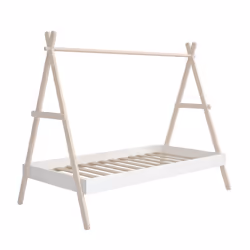 Kanoa - Lit Tipi 90x200cm Hauteur Réglable en mdf et Pin Coloris Blanc - Blanc