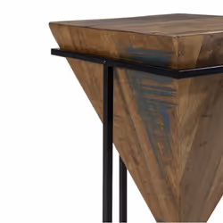 FINDY - Table d'Appoint H.68cm Pyramide Inversée Bois Massif et Métal Noir