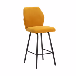 Masda - Lot de 4 Tabourets Tissu Jaune Moutarde Dos Motif Nid d'Abeille