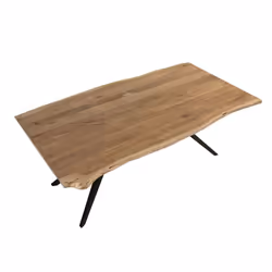 ARCANE - Table de Repas 200cm en Acacia Massif Piétement Evasé Métal Noir - Vue supplémentaire 4