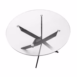 Ritha - Table Ronde 120cm Pieds Métal Noir et Plateau en Verre - Transparent