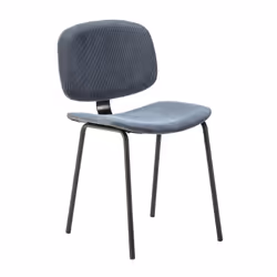 Gary - Lot de 6 Chaises en Velours Côtelé Bleu Piétement Métal Noir