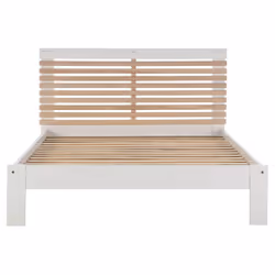LAUPELL - Pack Lit 140x190cm + 2 Chevets 2 Tiroirs Pin Naturel et Blanc Scandinave - Vue supplémentaire 4