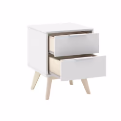 LAUPELL - Pack Lit 140x190cm + 2 Chevets 2 Tiroirs Pin Naturel et Blanc Scandinave - Vue supplémentaire 5