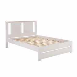 EMORI - Lit 140x190cm avec Tiroir, MDF et Pin Coloris Blanc et Effet Chêne