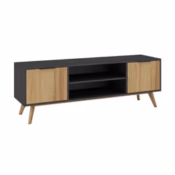 VIKOV - Pack Salon Scandinave Meuble TV 140cm + Buffet 140cm 2 Portes en Pin Massif