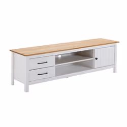 TINA - Pack Salon avec Meuble TV + Table Basse en Bois Ciré et Blanc