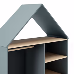 Altobuy - kaina - Pack Lit 90x200cm avec Tiroir + Dressing Cabane Coloris Gris et Naturel - Vue supplémentaire 4