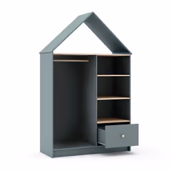 Altobuy - kaina - Pack Lit 90x200cm avec Tiroir + Dressing Cabane Coloris Gris et Naturel - Vue supplémentaire 6