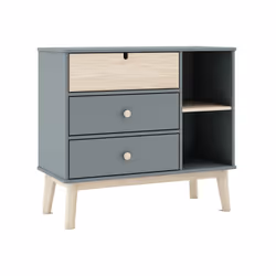 Altobuy - kaina - Pack Lit Bébé 60x120cm + Commode 3 Tiroirs Coloris Gris et Naturel - Vert