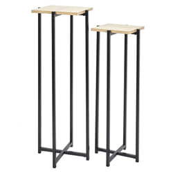 Altobuy - mox - Duo de Sellettes Gigognes Industrielles Aspect Bois et Métal Noir - Marron clair