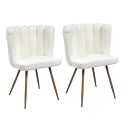 Fjard - Lot de 2 Fauteuils Blanc Tissu Bouclettes