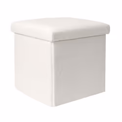 FLOKI - Coffre Pouf Pliable Blanc Tissu Bouclettes