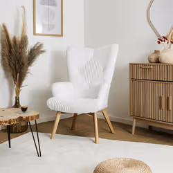 Altobuy - rohan - Fauteuil Imitation Laine Motif Patchwork Blanc - Blanc