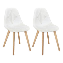Rohan - Lot de 2 Chaises Imitation Laine Motif Patchwork Blanc - Blanc