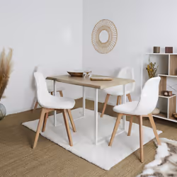 Rohan - Lot de 2 Chaises Imitation Laine Motif Patchwork Blanc - Blanc