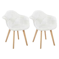 Altobuy - rohan - Lot de 2 Fauteuils Imitation Laine Motif Patchwork Blanc - Blanc