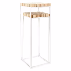 Altobuy - frej - Duo de Sellettes Gigognes Rondins de Bois et Métal Blanc - Naturel - Vue supplémentaire 4