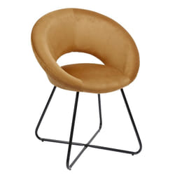 Konae - Fauteuil Rond Ajouré en Velours Côtelé Ocre - Orange