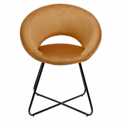 Konae - Fauteuil Rond Ajouré en Velours Côtelé Ocre - Orange