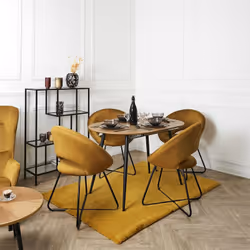 Konae - Fauteuil Rond Ajouré en Velours Côtelé Ocre - Orange - Vue supplémentaire 4