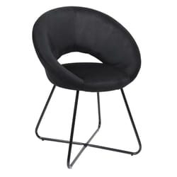 Konae - Fauteuil Rond Ajouré en Velours Côtelé Noir - Noir
