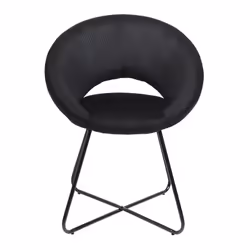 Konae - Fauteuil Rond Ajouré en Velours Côtelé Noir - Noir