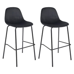 Konae - Lot de 2 Tabourets de Bar en Velours Côtelé Noir - Noir