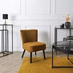 Altobuy - konae - Fauteuil Crapaud en Velours Côtelé Ocre - Orange