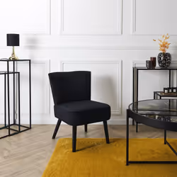 KONAE - Fauteuil Crapaud en Velours Côtelé Noir