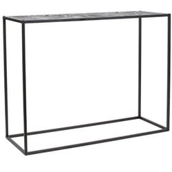 VANIA - Console en Métal Noir Plateau Motifs Feuilles