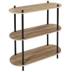 Altobuy - entas - Etagère 3 Tablettes Ovales Aspect Bois Pieds Noirs - Marron