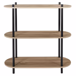 Altobuy - entas - Etagère 3 Tablettes Ovales Aspect Bois Pieds Noirs - Marron