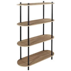 ENTAS - Etagère 4 Tablettes Ovales Aspect Bois Pieds Noirs