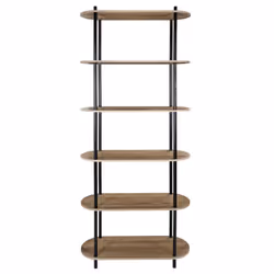 Altobuy - entas - Etagère 6 Tablettes Ovales Aspect Bois Pieds Noirs - Marron