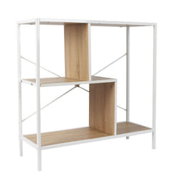 Altobuy - endis - Etagère 3 Niveaux Aspect Bois et Métal Blanc - Marron clair