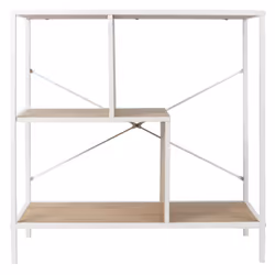 Altobuy - endis - Etagère 3 Niveaux Aspect Bois et Métal Blanc - Marron clair