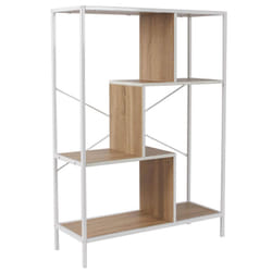 Altobuy - endis - Etagère 4 Niveaux Aspect Bois et Métal Blanc - Marron clair