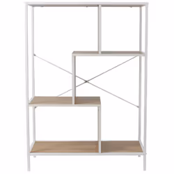 Altobuy - endis - Etagère 4 Niveaux Aspect Bois et Métal Blanc - Marron clair