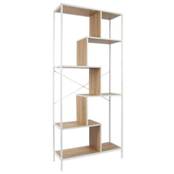 Altobuy - endis - Etagère 6 Niveaux Aspect Bois et Métal Blanc - Marron clair