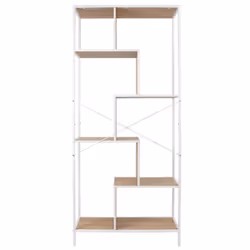 Altobuy - endis - Etagère 6 Niveaux Aspect Bois et Métal Blanc - Marron clair - Vue supplémentaire 4