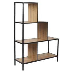 Altobuy - endis - Etagère Escalier 4 Niveaux Aspect Bois et Métal Noir - Marron clair