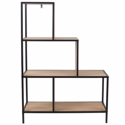 Altobuy - endis - Etagère Escalier 4 Niveaux Aspect Bois et Métal Noir - Marron clair