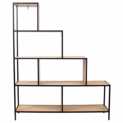 ENDIS - Etagère Escalier 5 Niveaux Aspect Bois et Métal Noir