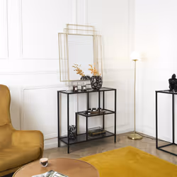Altobuy - endis - Etagère 3 Niveaux Verre Fumé et Métal Noir - Noir
