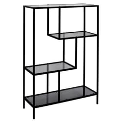 Altobuy - endis - Etagère 4 Niveaux Verre Fumé et Métal Noir - Noir