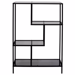 Altobuy - endis - Etagère 4 Niveaux Verre Fumé et Métal Noir - Noir